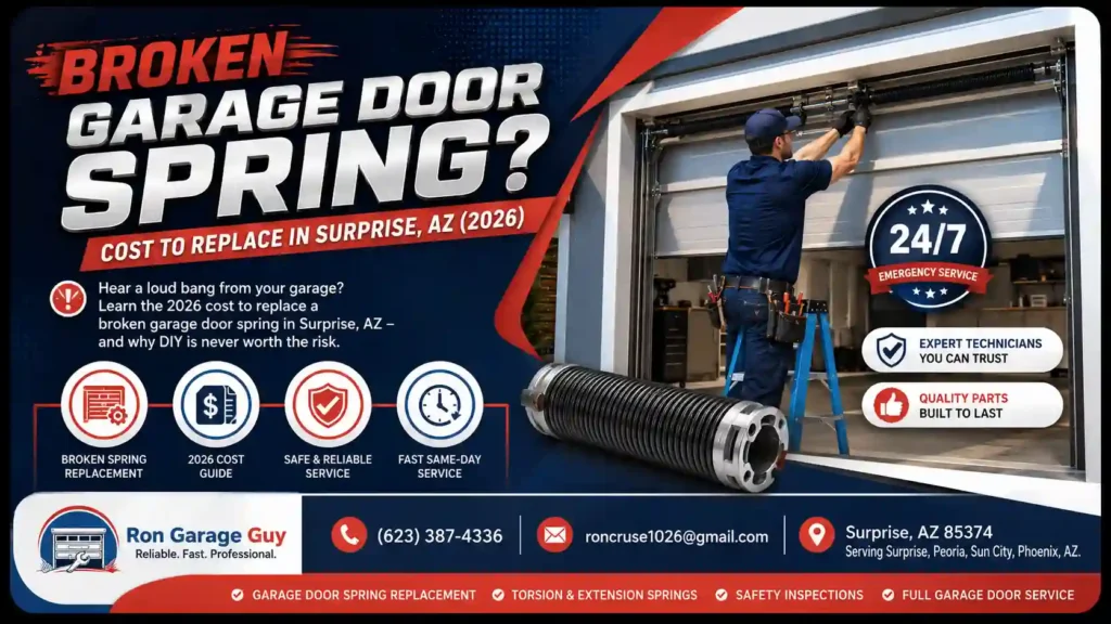 Broken Garage Door Spring Cost to Replace in Surprise, AZ (2026)